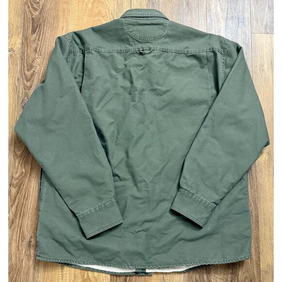 Cabela's Mens Sherpa Fleece Lined Canvas Shacket Large Olive Green Jacket EUC - Picture 2 of 14